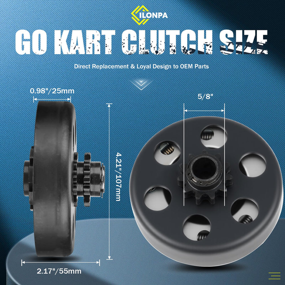 ILONPA go-kart clutch fits Predator 97cc engines for smooth engagement.