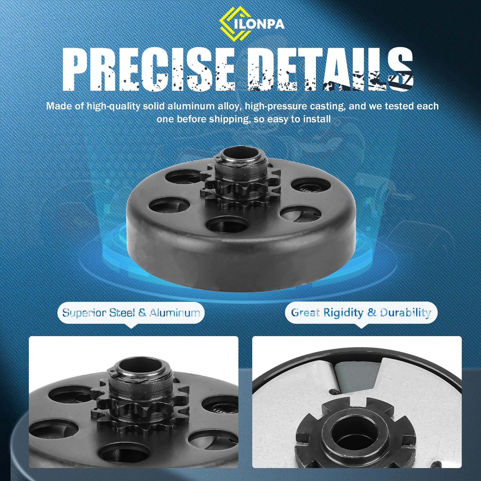 ILONPA steel construction clutch delivers durability during high-friction operation.