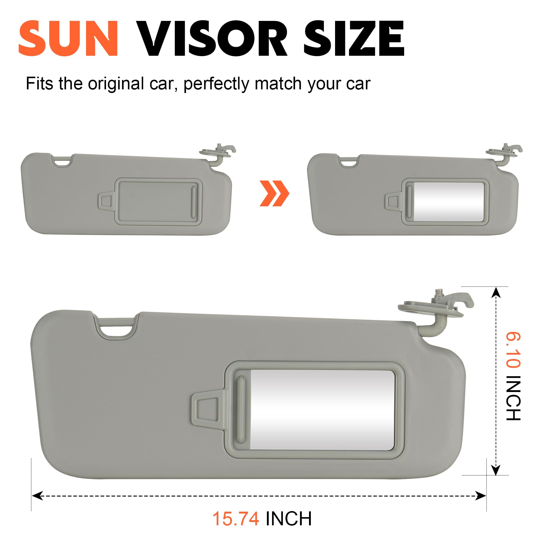 ILONPA right side sun visor with mirror for Elantra keeps makeup organized