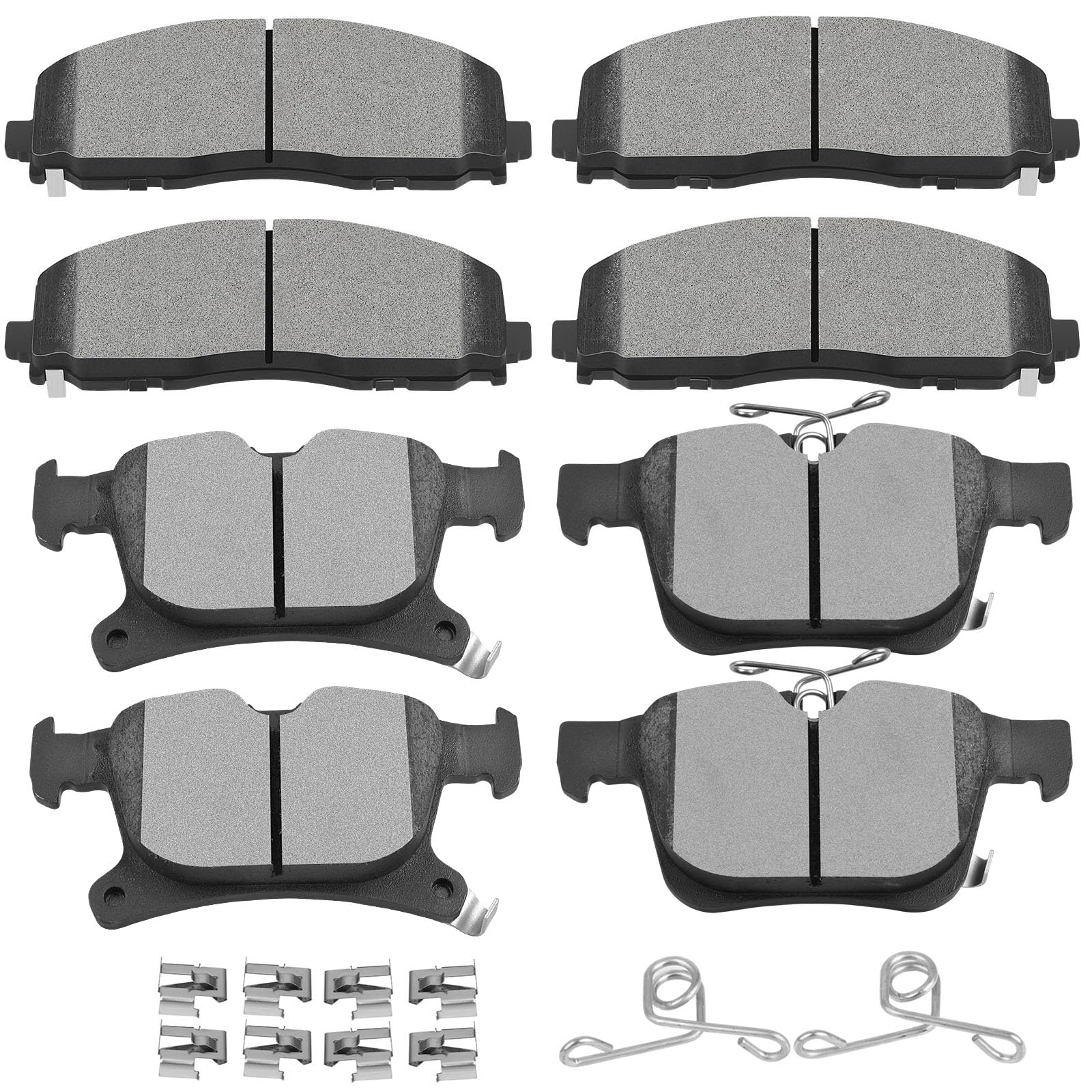 SCITOO Disc Brake Pad Set Front Semi-Metal Rear Ceramic 8PCS w/Hardware Fit For Chrysler For Grand Caravan 2021-2023,For Chrysler For Pacifica 2017-2022,For Chrysler For Voyager 2020-2022