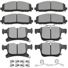 SCITOO Disc Brake Pad Set Front Semi-Metal Rear Ceramic 8PCS w/Hardware Fit For Chrysler For Grand Caravan 2021-2023,For Chrysler For Pacifica 2017-2022,For Chrysler For Voyager 2020-2022