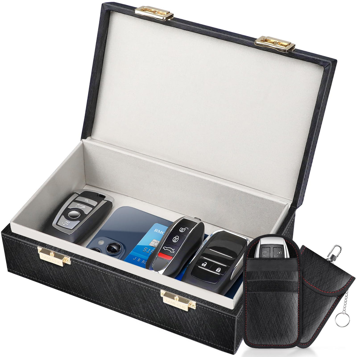 Samfolk Faraday Box & 2-Pack Faraday Bags | Car Key Fob Signal Blocker & Theft Prevention
