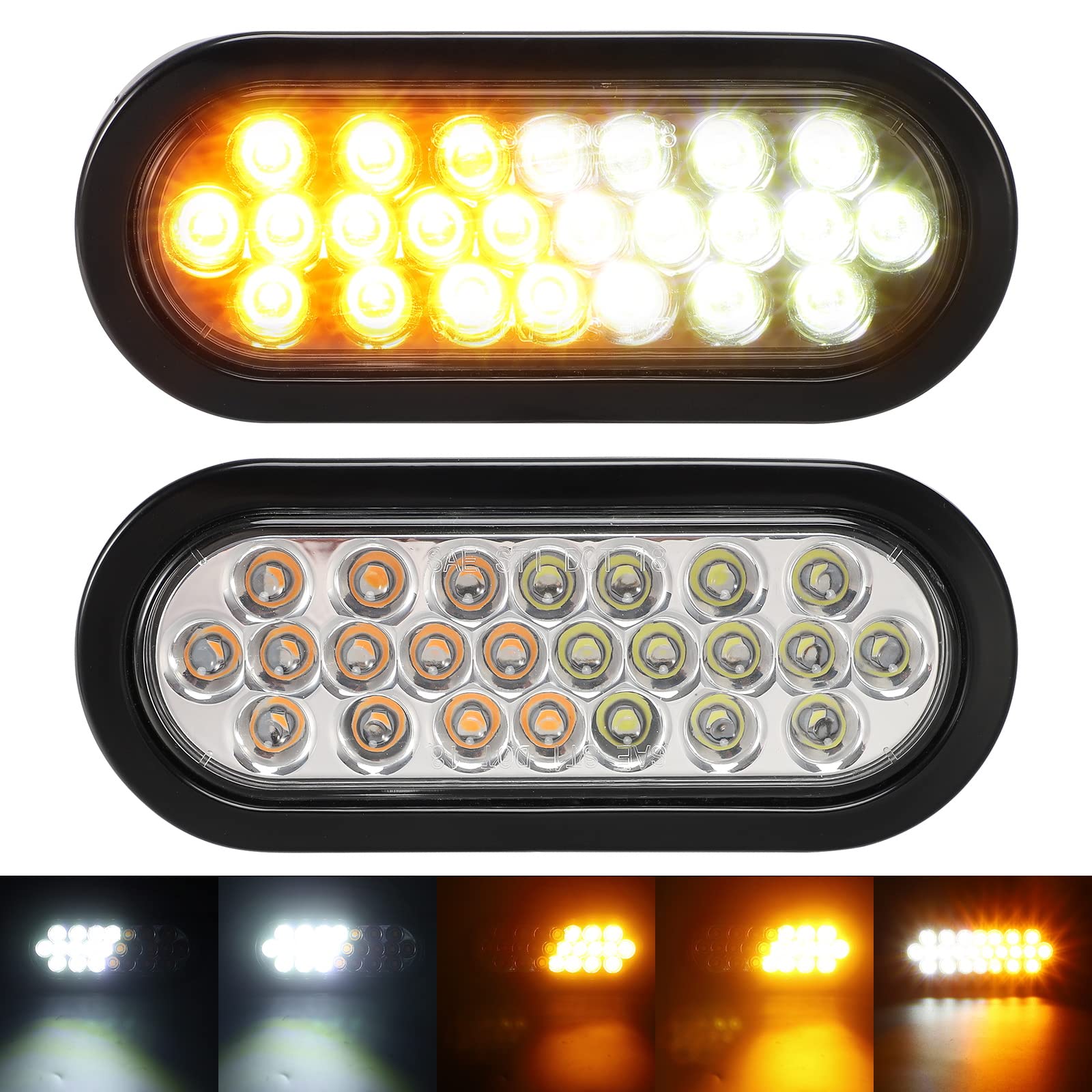 partsam-2pcs-6-5-inch-oval-amber-white-strobe-lights-24led
