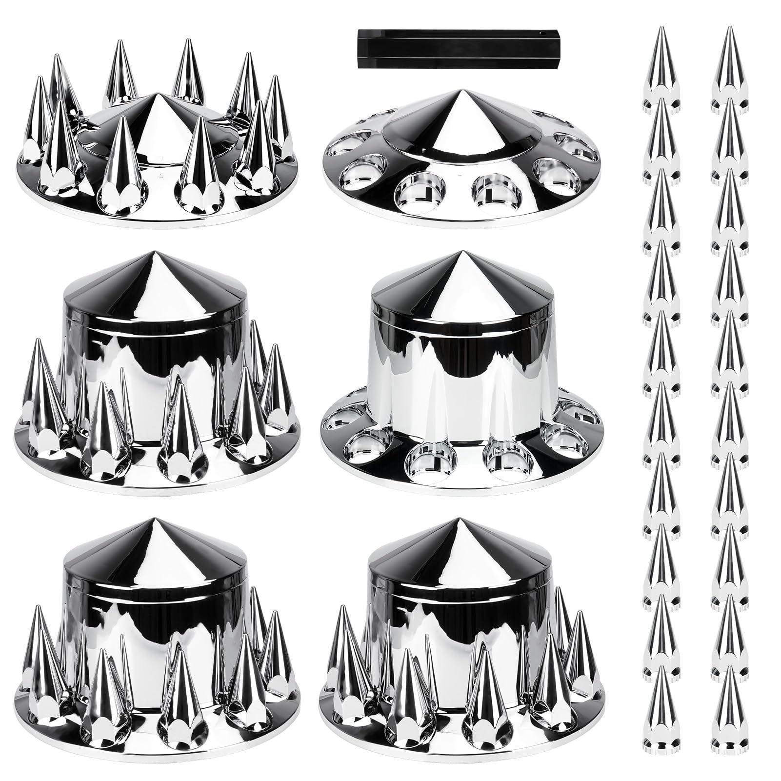 Aeagle front axle cover assembly with chrome finish protecting lug nuts from dirt