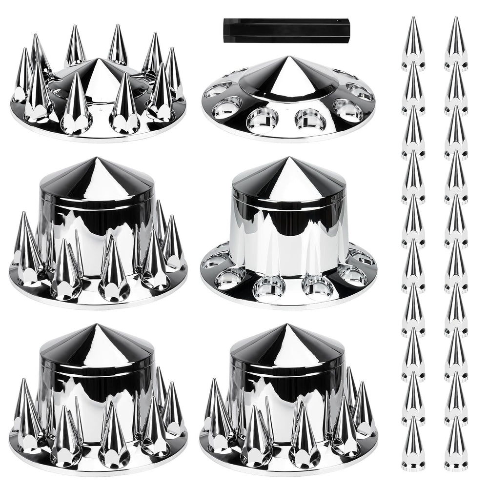 Aeagle front axle cover assembly with chrome finish protecting lug nuts from dirt