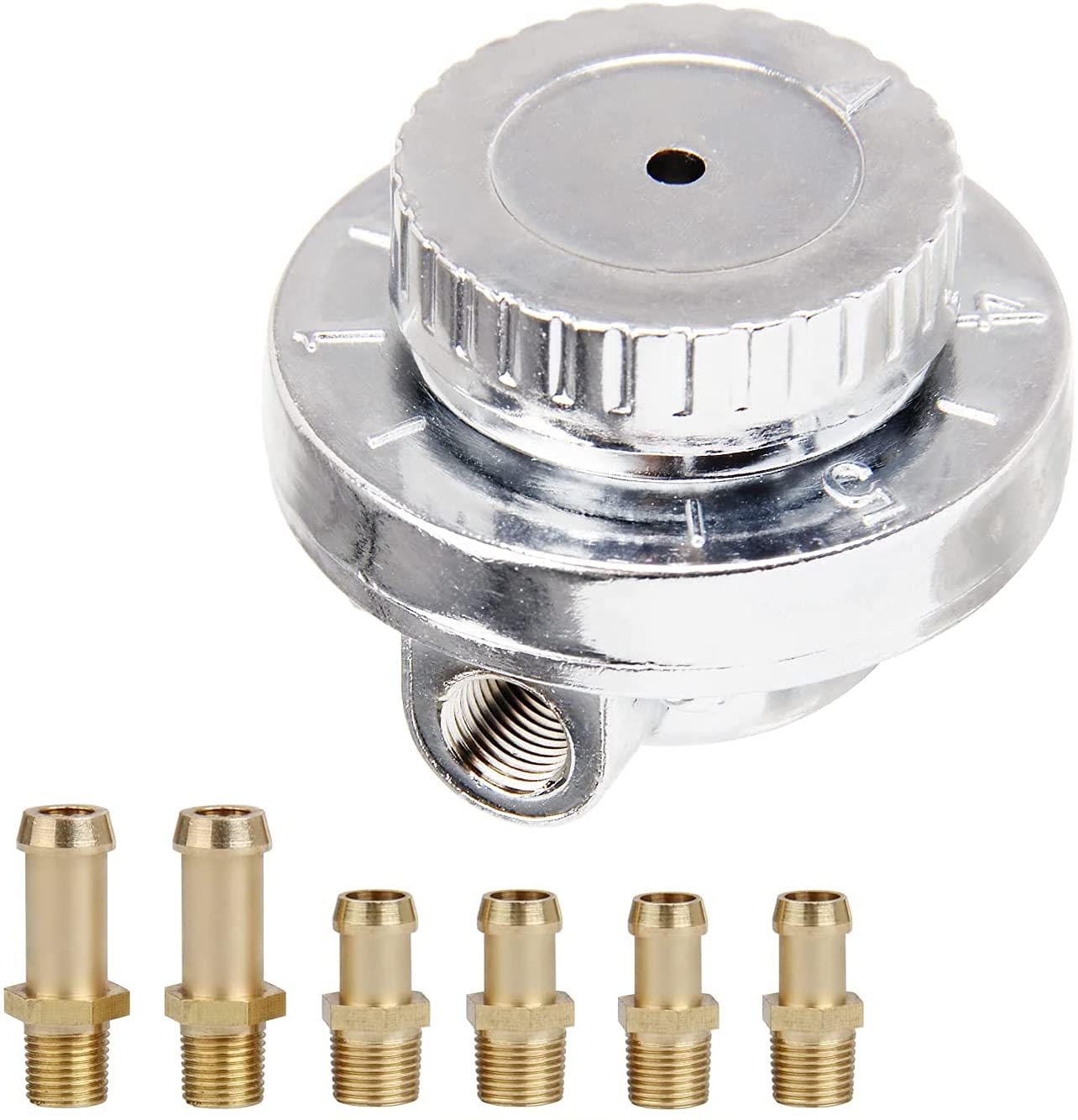Pilida 9710 Fuel Pressure Regulator Kit — 1-5 PSI Adjustable with 1/4, 5/16, 3/8 Inch Adapters