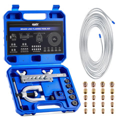 Orion Motor Tech 3/16 in Brake Line Kit, Brake Line Flaring Tool Kit with 25 ft Brake Line, 16 Fittings & 4 Unions, Double & Single Flaring Tool Kit for Most Hydraulic Braking Fuel Systems