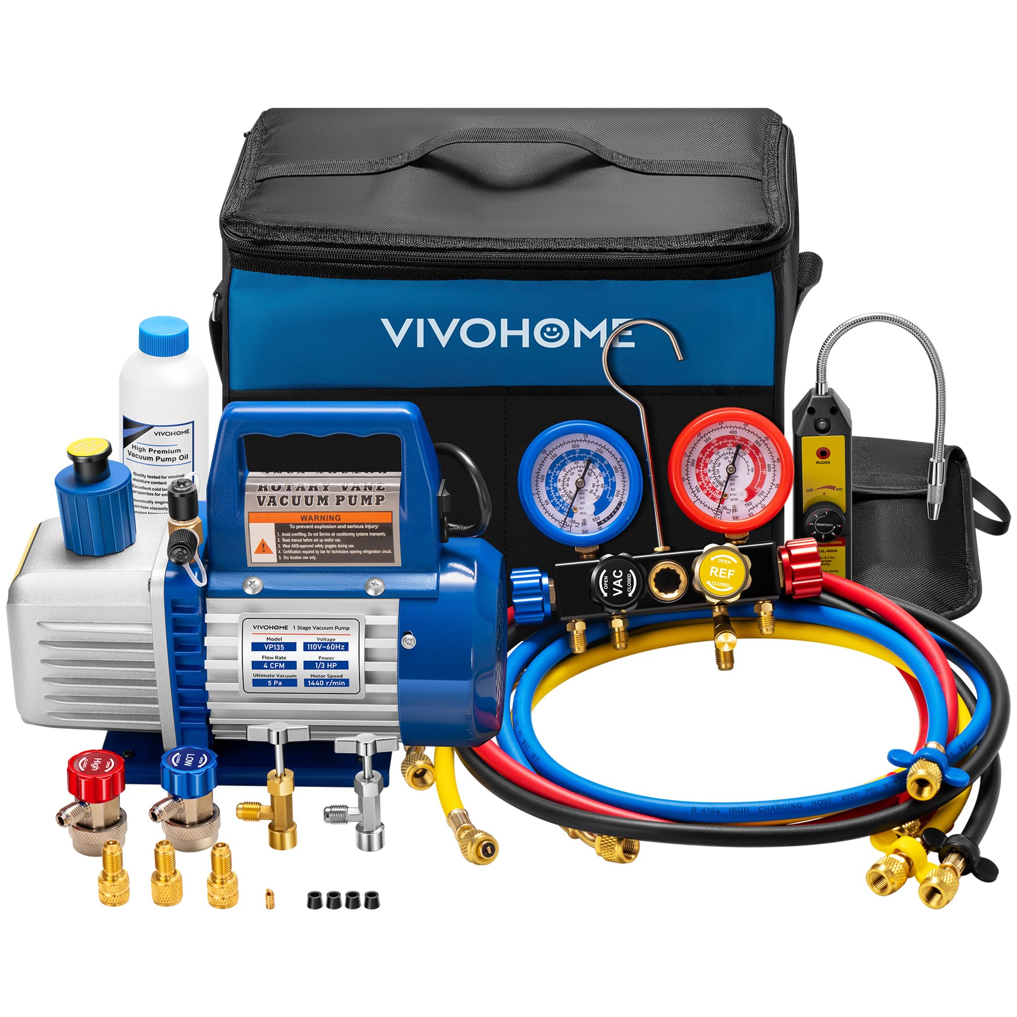 VIVOHOME vacuum pump unit for efficient evacuation and quick service.