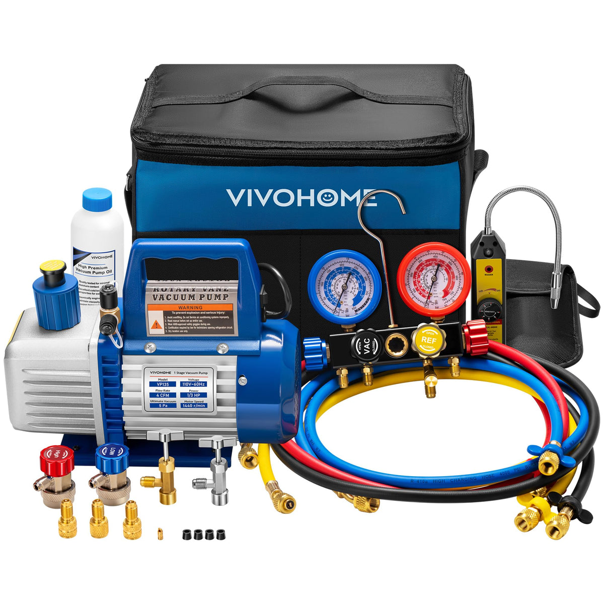 VIVOHOME vacuum pump unit for efficient evacuation and quick service.