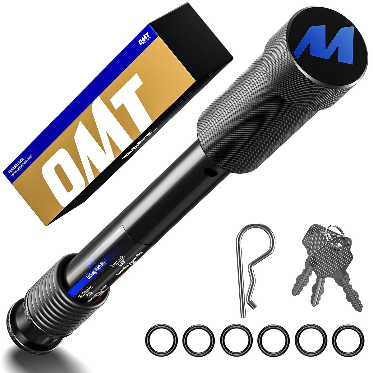 Orion Motor Tech Locking Hitch Pin — Anti-Theft 2, 2.5, 3 Inch Receiver, 5/8 Inch Pin, Weatherproof Steel