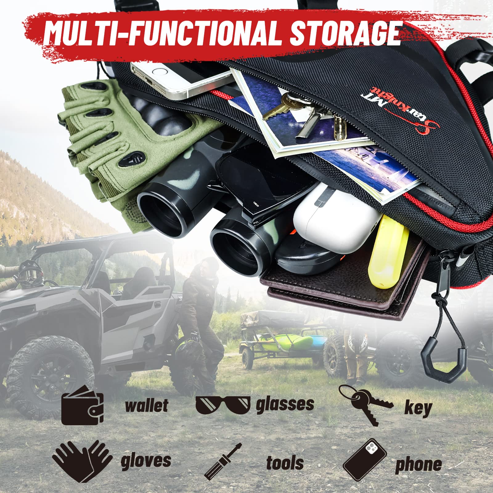 StarknightMT 2-Pack Roll Bar Bag — Universal Water-Resistant Triangle Storage for UTVs (1.75–2 in Roll Bars)