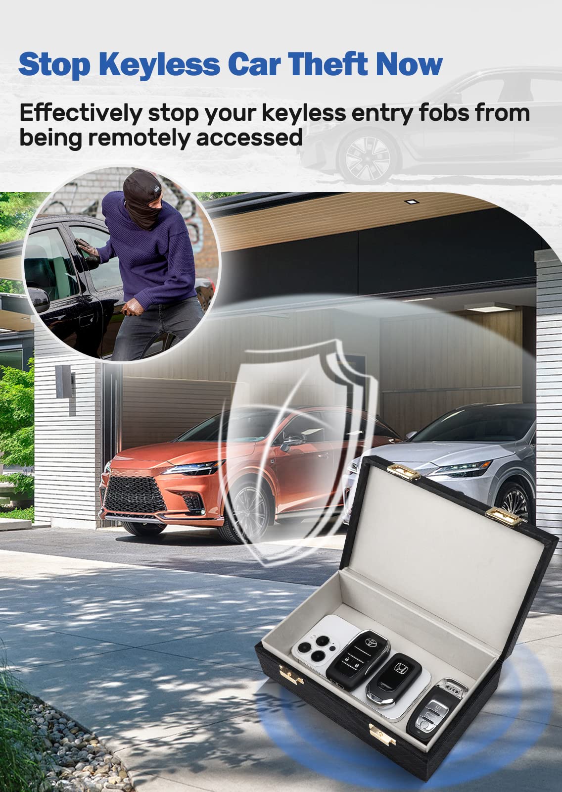 Samfolk Faraday Box & 2-Pack Faraday Bags | Car Key Fob Signal Blocker & Theft Prevention