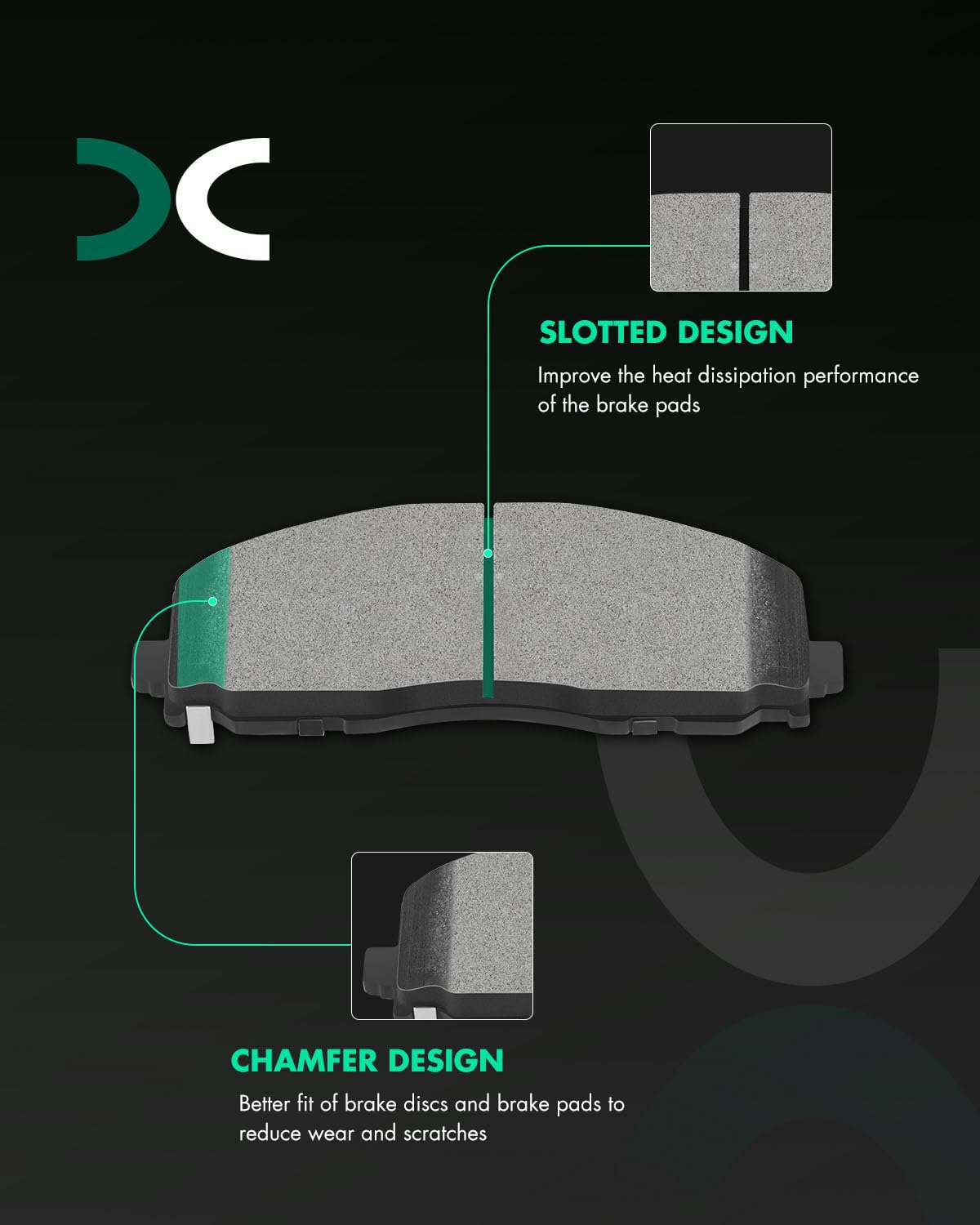 SCITOO Disc Brake Pad Set Front Semi-Metal Rear Ceramic 8PCS w/Hardware Fit For Chrysler For Grand Caravan 2021-2023,For Chrysler For Pacifica 2017-2022,For Chrysler For Voyager 2020-2022