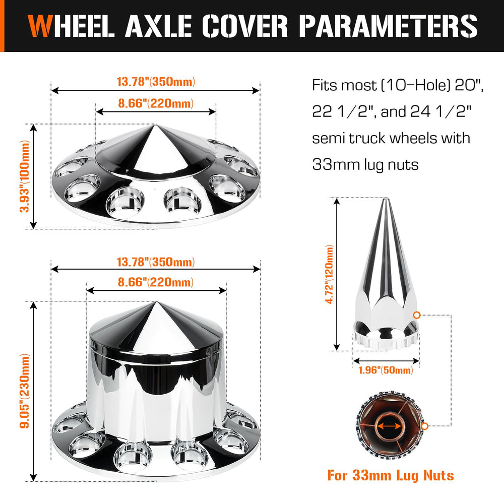 Aeagle rear axle cover assembly with chrome-plated caps for durable hub protection