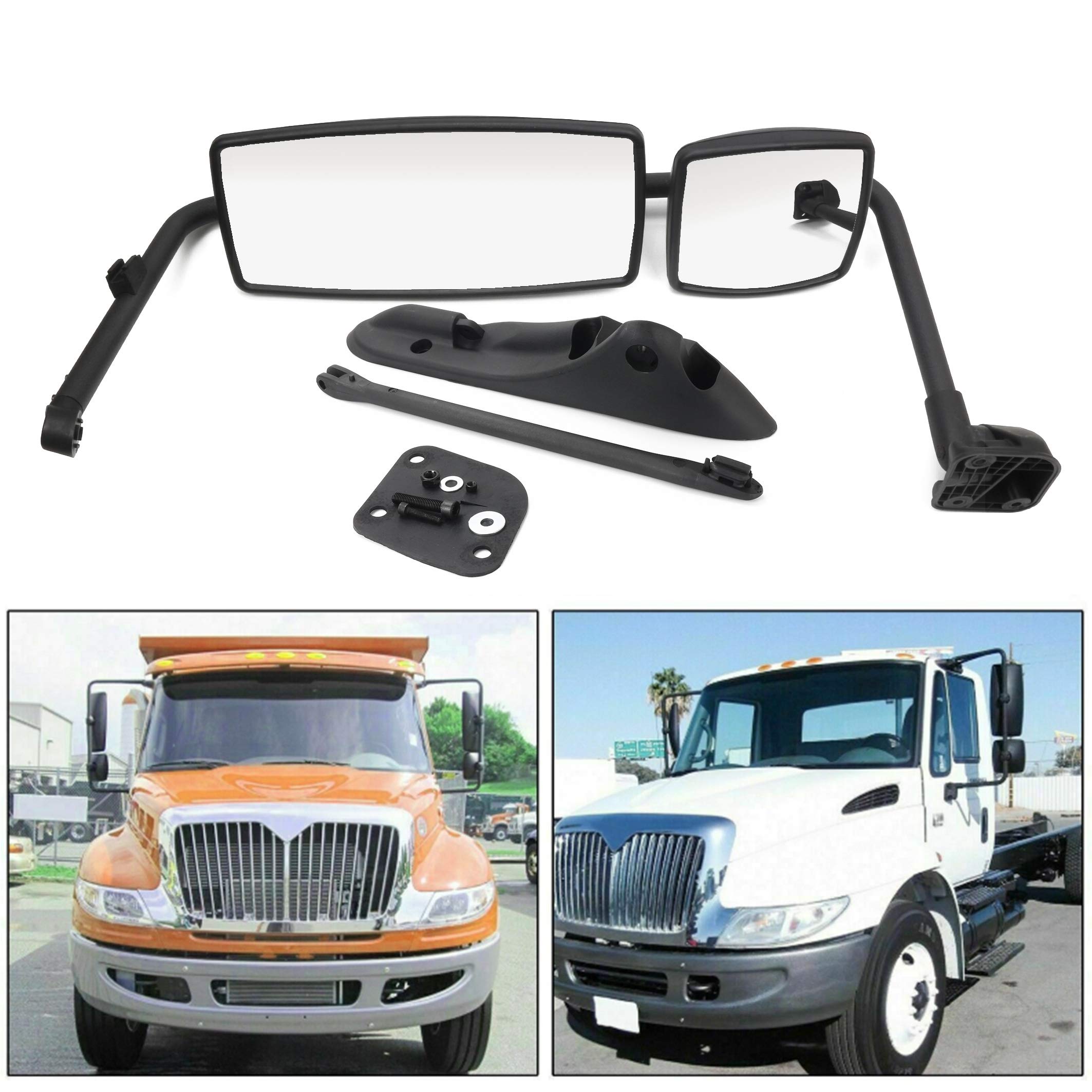 CPOWACE Door Mirror with Arm Black Fit for International 4300 4400 7400 7600 8500 8600 (right side)