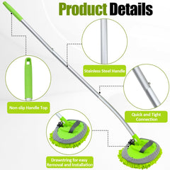 LUKCOZMO 15° Curved Car Wash Brush with 43-Inch Extension – Long Reach, 90° Pivot, Scratch-Free Microfiber