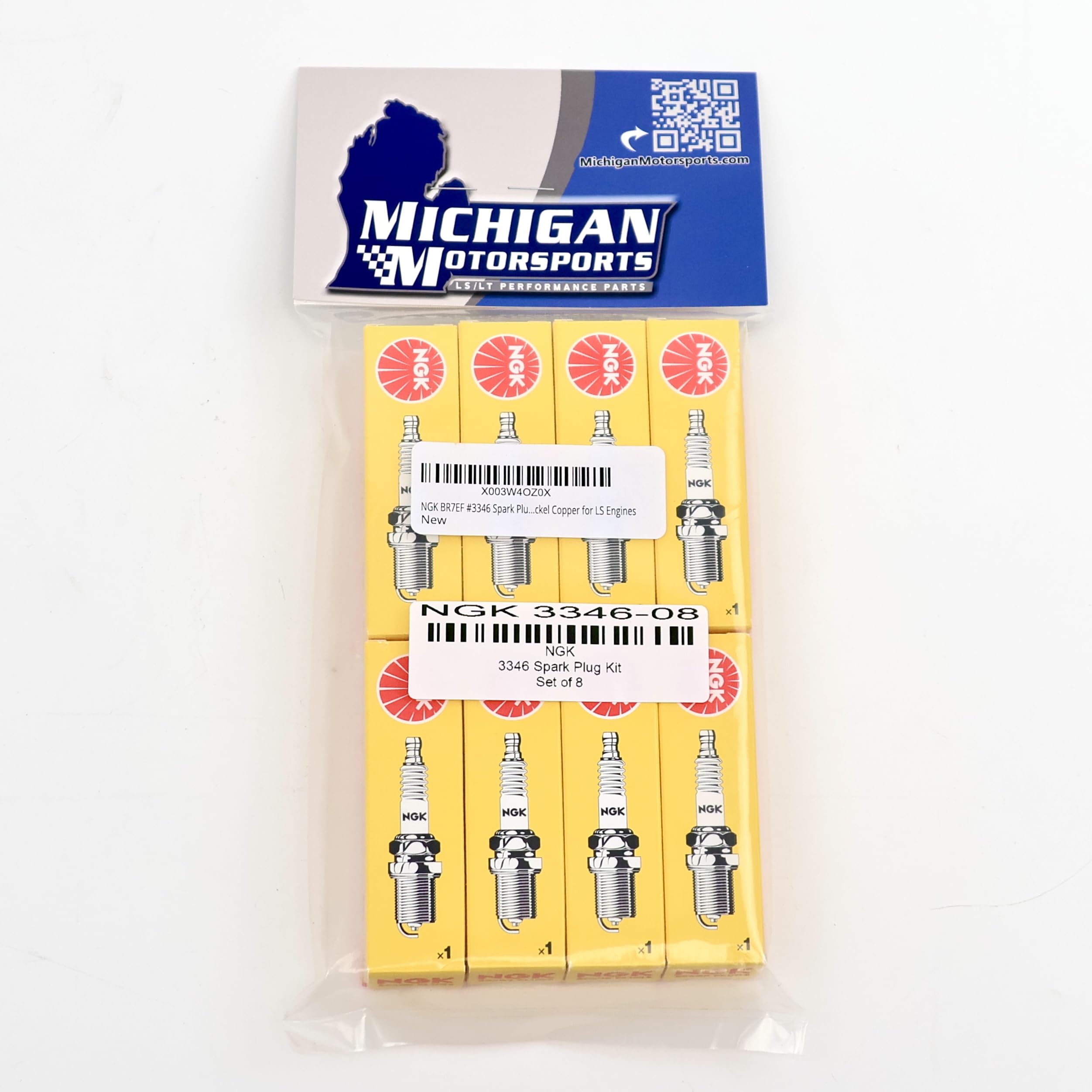 NGK BR7EF 3346 Spark Plugs – Set of 8 for LS Engines | Michigan Motorsports