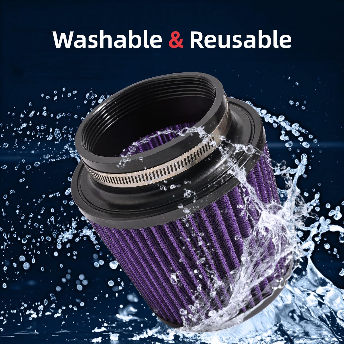 MIADILA 3 Sizes Inlet Cold Air Intake Filter – High Flow Purple Cone (3in, 3.5in, 4in)