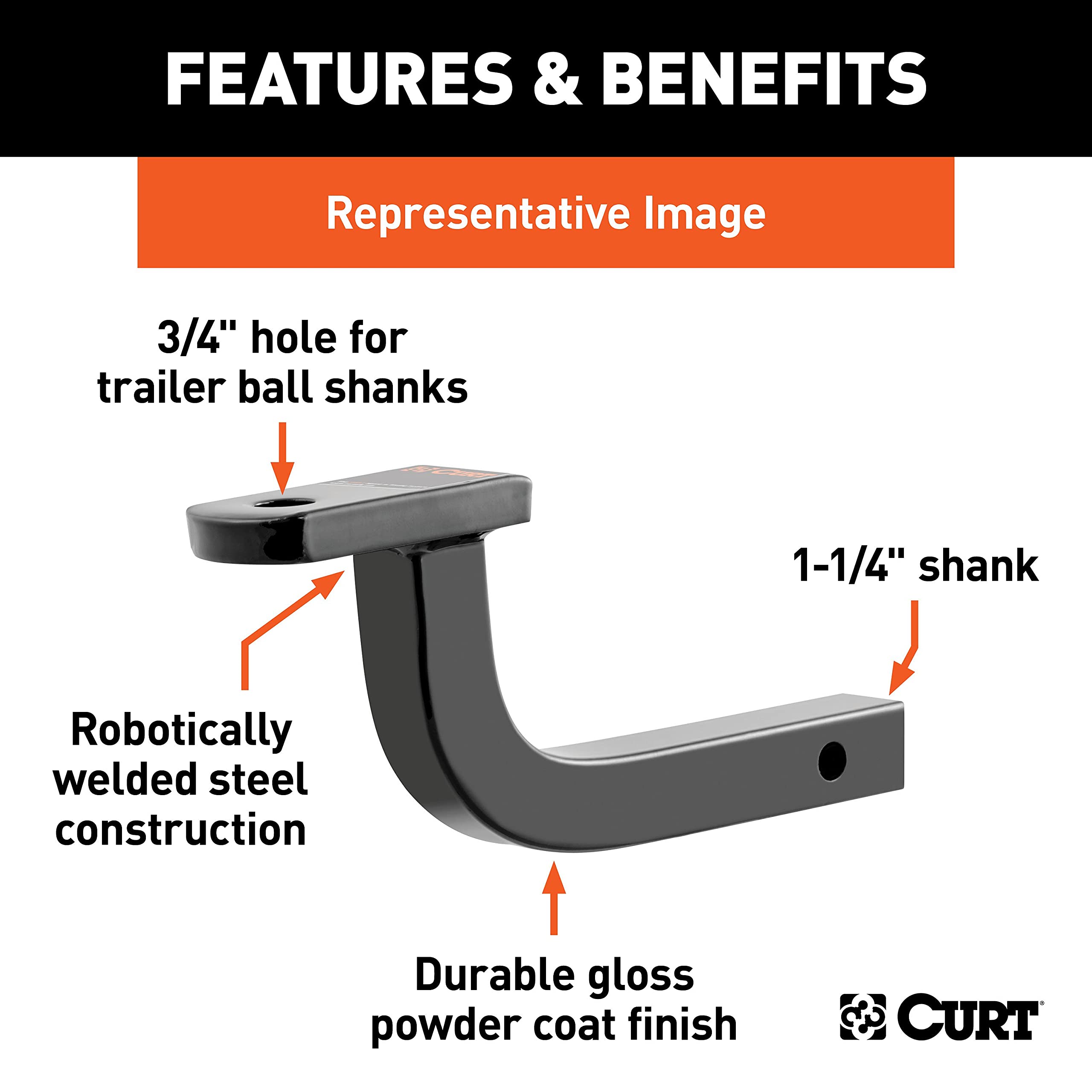 CURT 45014 Class 2 Ball Mount – 1-1/4