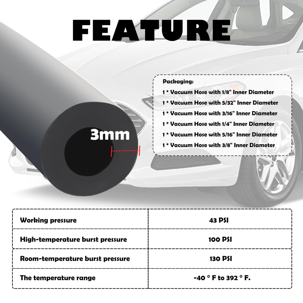 OFBand silicone vacuum hose 3-16in ID durable engine bay connections