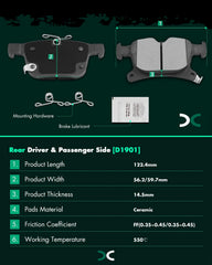 SCITOO Disc Brake Pad Set Front Semi-Metal Rear Ceramic 8PCS w/Hardware Fit For Chrysler For Grand Caravan 2021-2023,For Chrysler For Pacifica 2017-2022,For Chrysler For Voyager 2020-2022