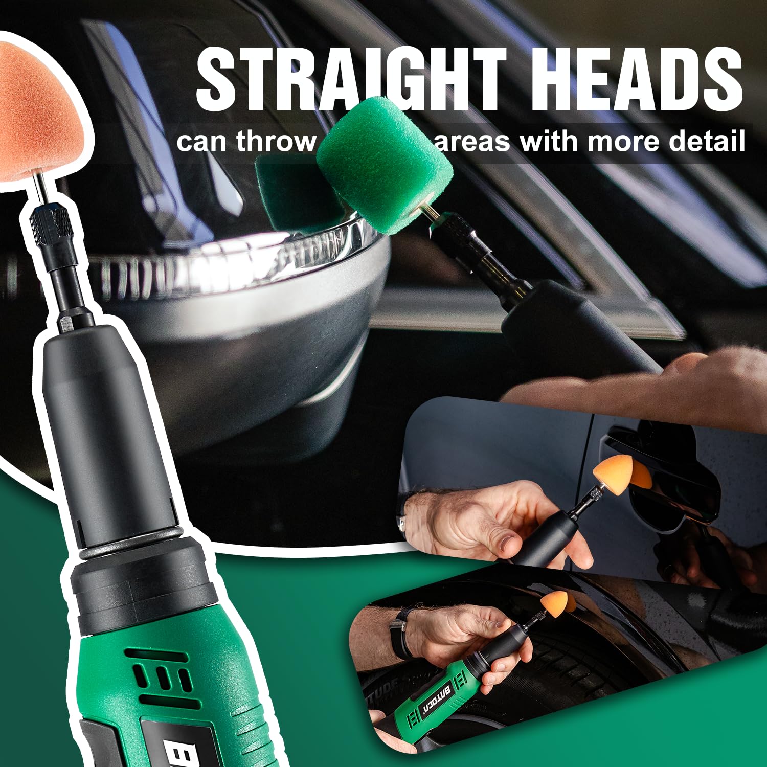 BATOCA S6 Mini Cordless Polisher for Car Detailing | 2x2.0Ah Batteries, Dual Action Heads, 4200-21000 RPM