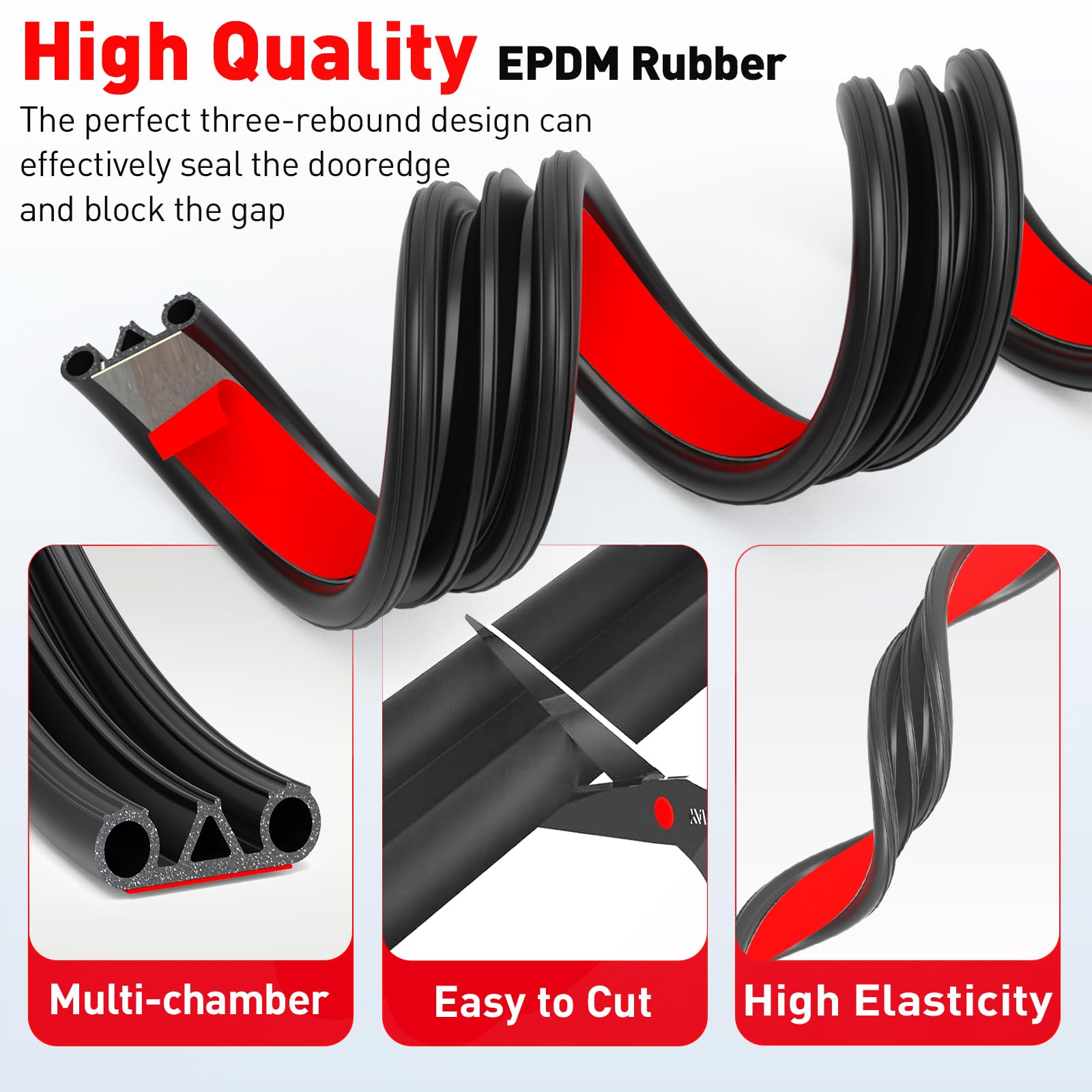 CHUANJI Tonneau Cover Seal Adhesive Tailgate Seal, Truck Topper Seal Rubber Weather Stripping with Triple Bulb, Camper Shell Seal Kit Replacement Parts Accessories(39.4Ft)