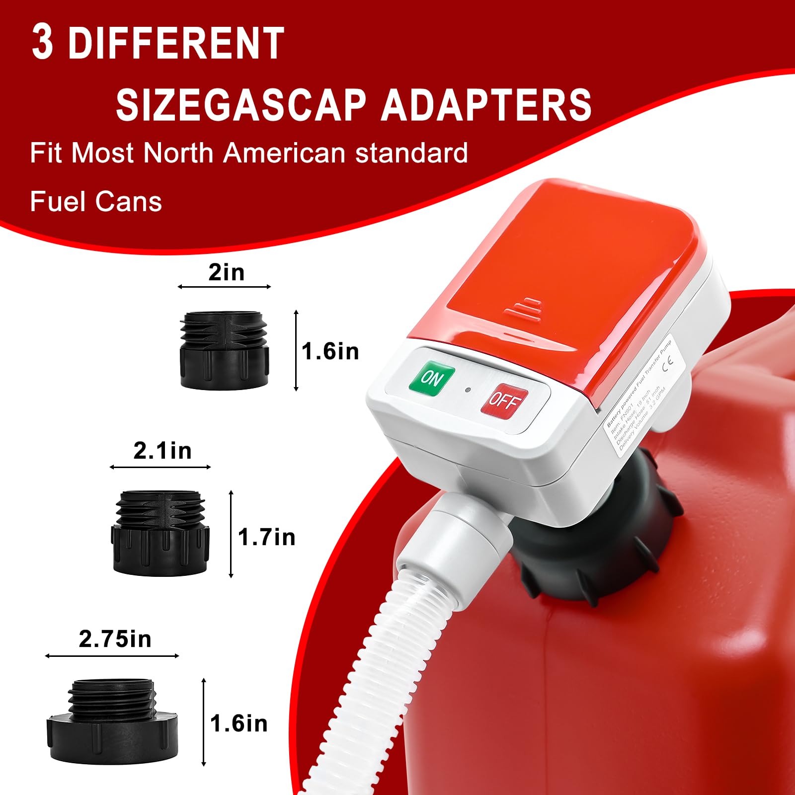 KTIPERN Automatic Gas Can Pump Battery Operated, Auto-Stop Sensor-3.2GPM，51'' Extra Long Hose, Portable Fuel Transfer Pump for Oil, Diesels, Gasoline(Note: Batteries and red oil drum not included)