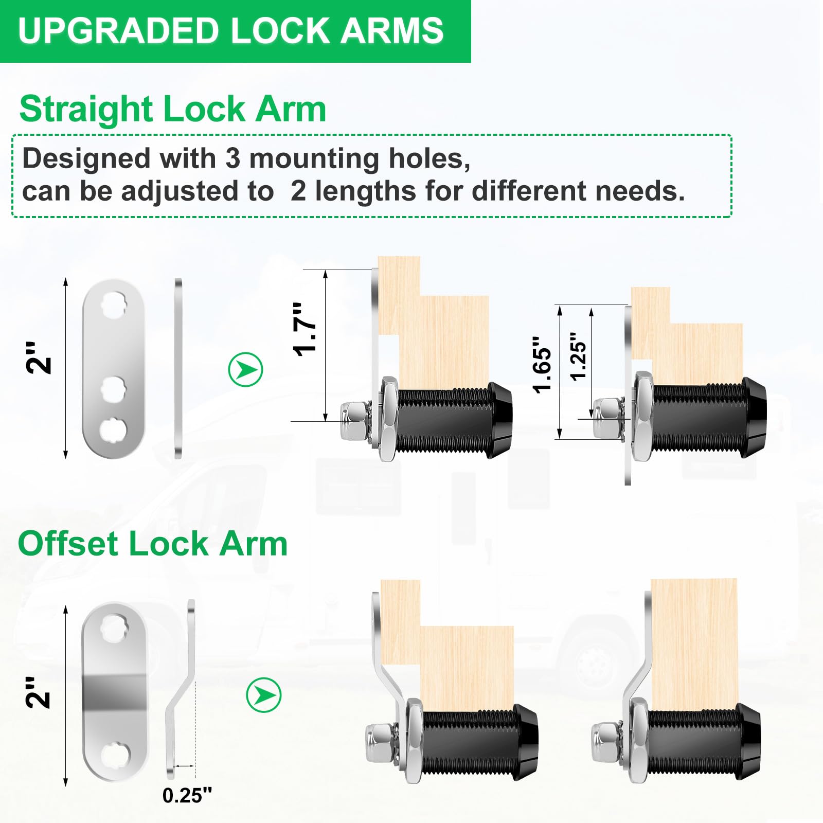 10 Pack Tool Box Lock with Keys, 5/8" RV Storage Lock Keyed Alike, Cabinet Lock Cam Locks for Toolbox Lock Replacement Mailbox RV Compartment Locks with Manual (Black -10 Pack, 5/8 Inch)