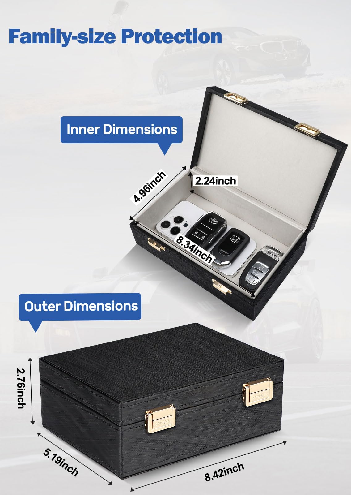 Samfolk Faraday Box & 2-Pack Faraday Bags | Car Key Fob Signal Blocker & Theft Prevention