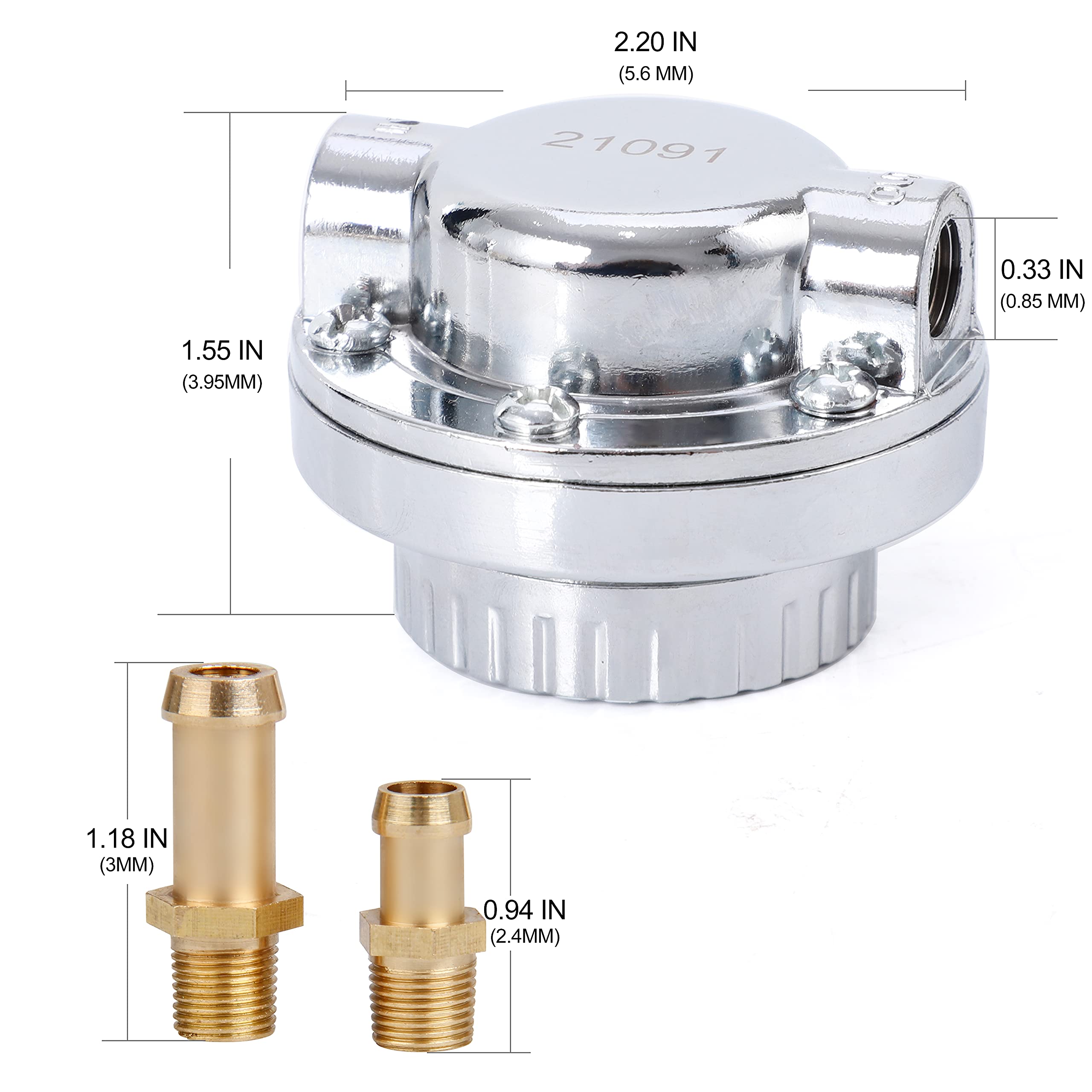 Pilida 9710 Fuel Pressure Regulator Kit — 1-5 PSI Adjustable with 1/4, 5/16, 3/8 Inch Adapters