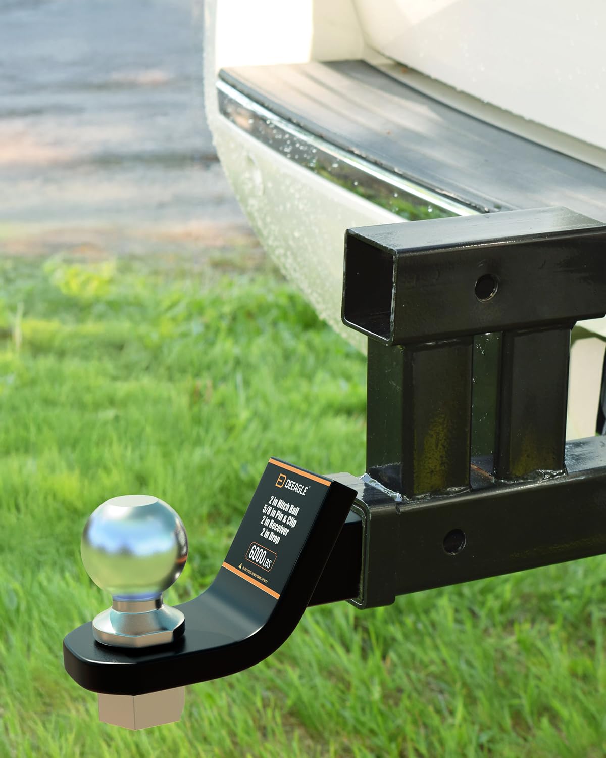 DEEAGLE 2-Inch Ball Hitch with Pin - Heavy-Duty 6000 lbs GTW, 2 Drop