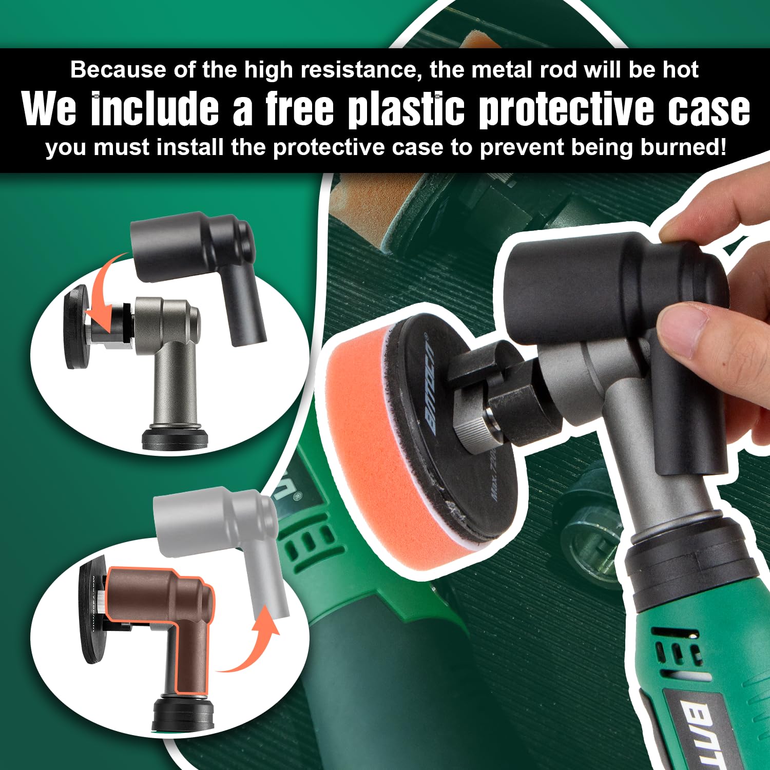 BATOCA S6 Mini Cordless Polisher for Car Detailing | 2x2.0Ah Batteries, Dual Action Heads, 4200-21000 RPM