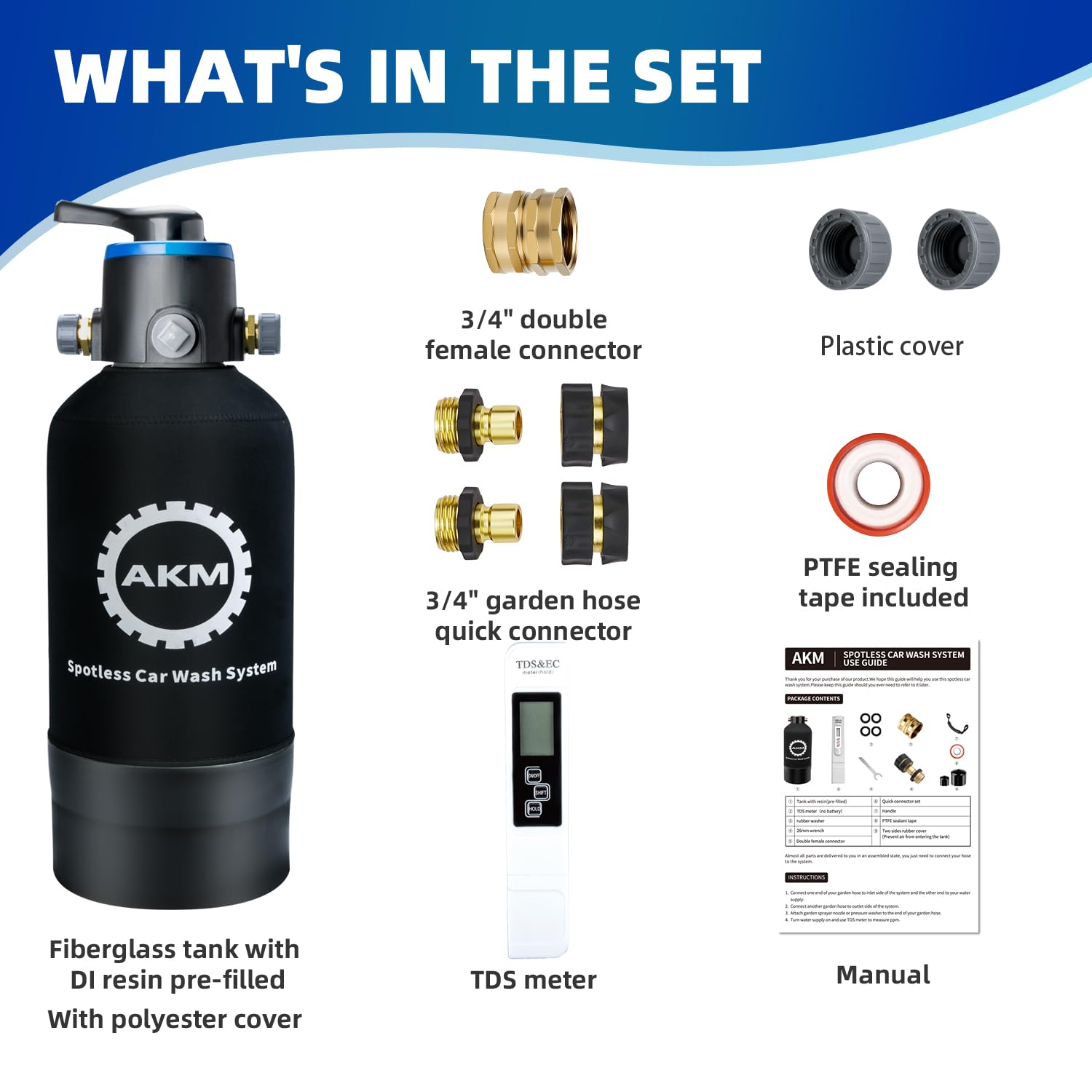 AKM Spotless Water System for Car Wash – Pre-Filled DI Resin & Bypass