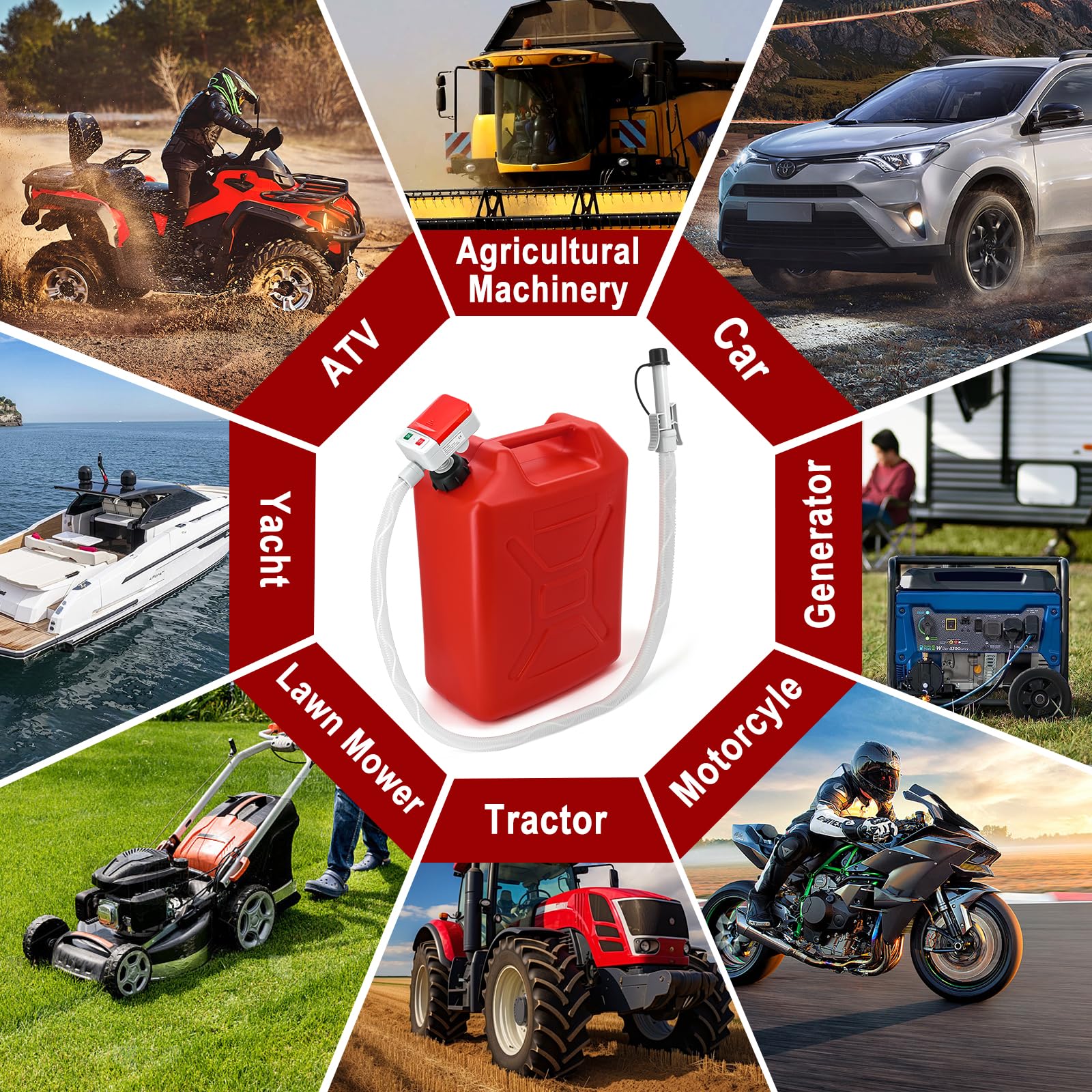 KTIPERN Automatic Gas Can Pump Battery Operated, Auto-Stop Sensor-3.2GPM，51'' Extra Long Hose, Portable Fuel Transfer Pump for Oil, Diesels, Gasoline(Note: Batteries and red oil drum not included)
