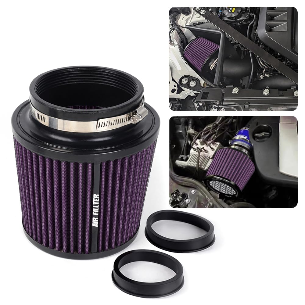 MIADILA 3 Sizes Inlet Cold Air Intake Filter – High Flow Purple Cone (3in, 3.5in, 4in)