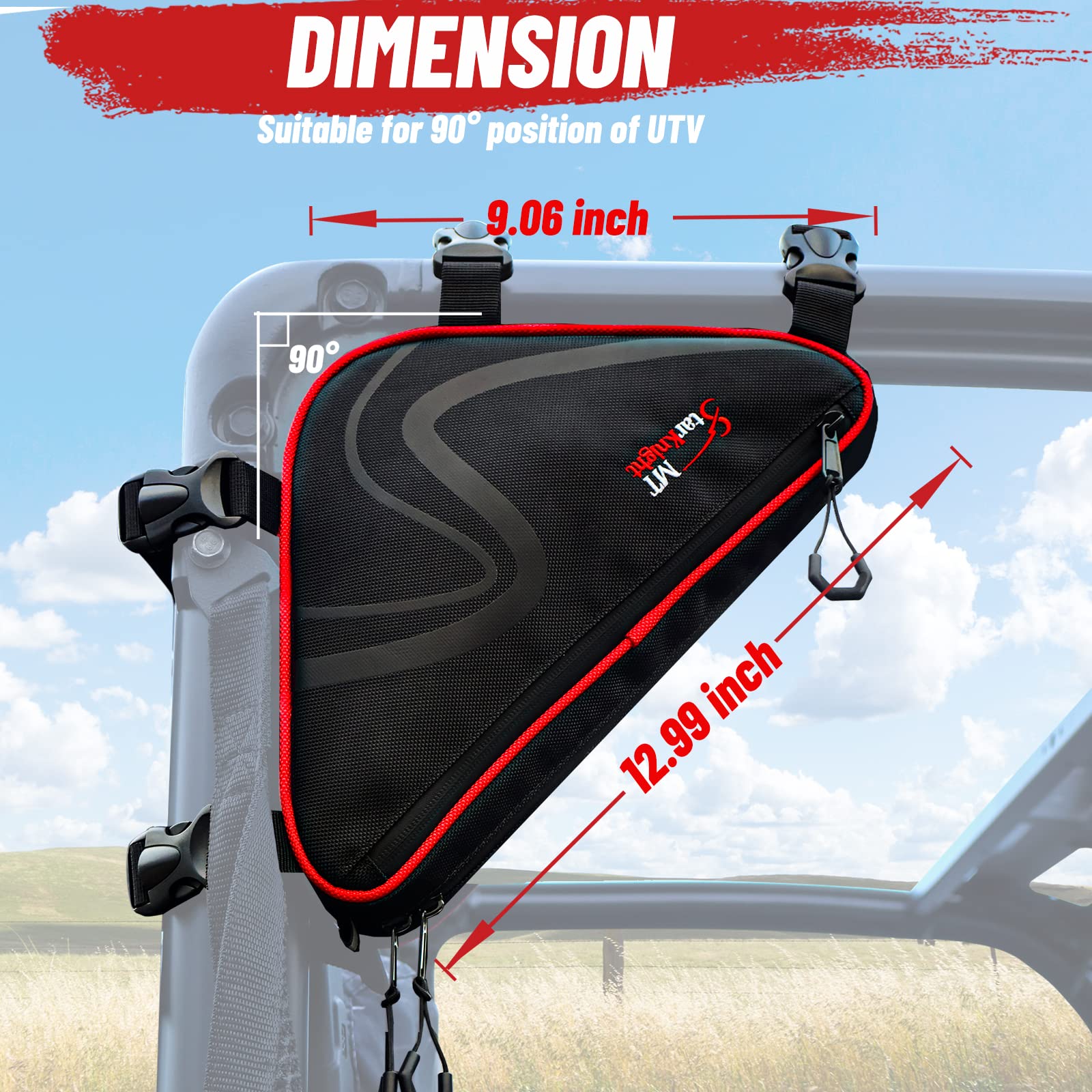 StarknightMT 2-Pack Roll Bar Bag — Universal Water-Resistant Triangle Storage for UTVs (1.75–2 in Roll Bars)