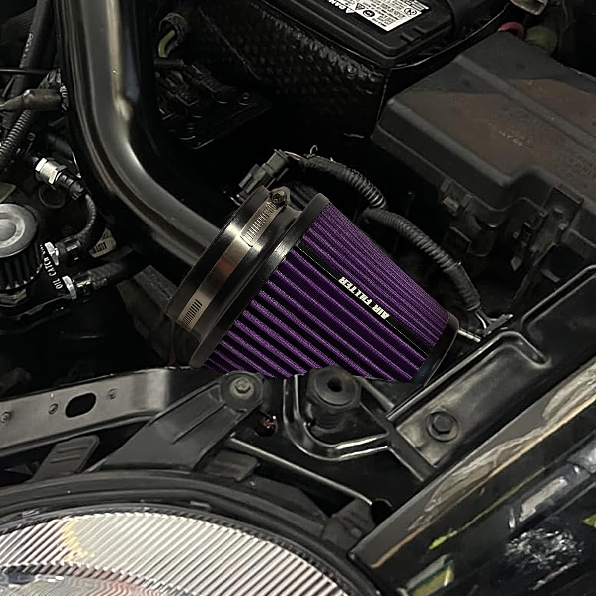MIADILA 3 Sizes Inlet Cold Air Intake Filter – High Flow Purple Cone (3in, 3.5in, 4in)