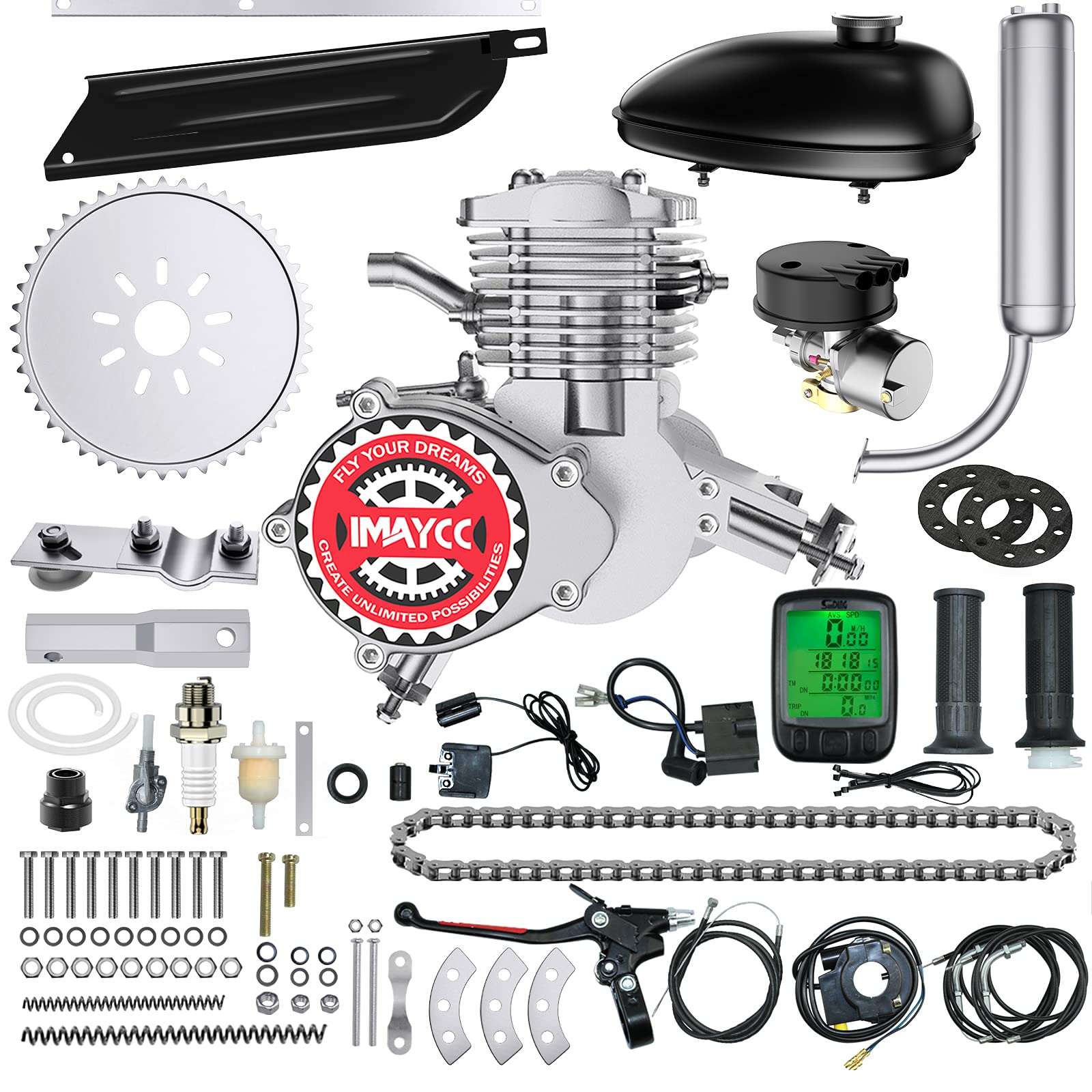 IMAYCC 80cc bike engine kit complete shown for easy installation and upgrade potential