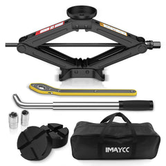 IMAYCC car jack kit 2.5-ton capacity enhances lifting stability for roadside use.