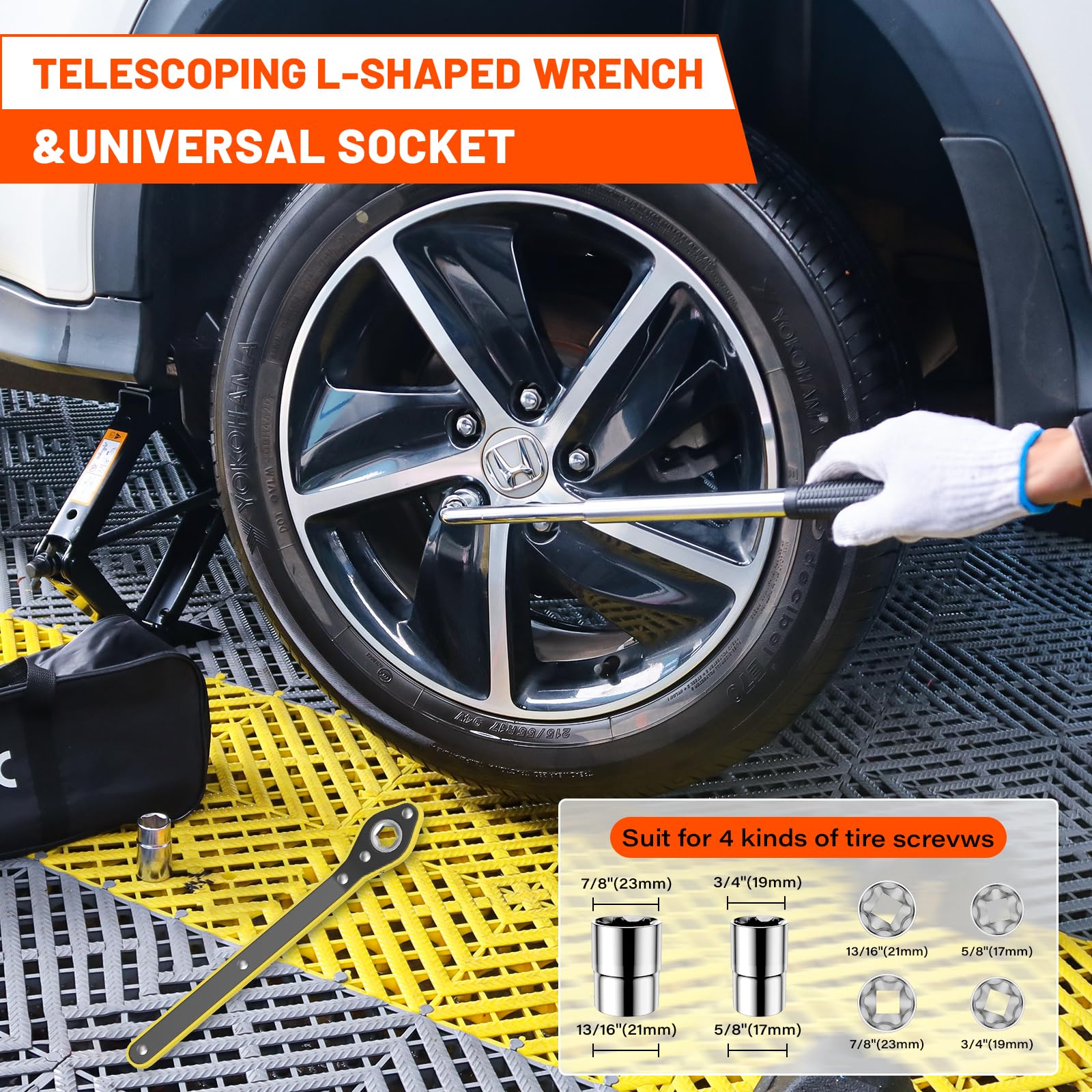 IMAYCC easy-to-operate tools provide grip and leverage for calm tire changes.