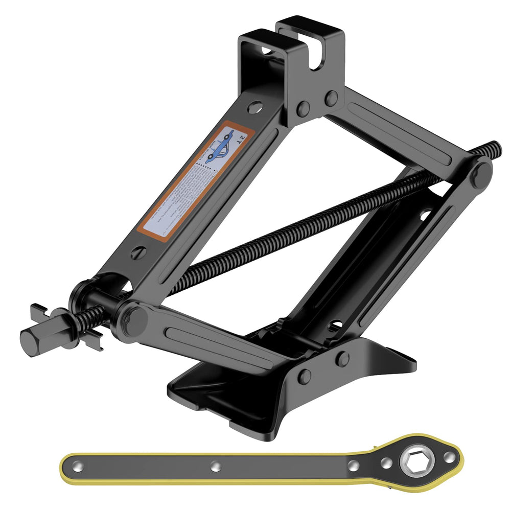 IMAYCC scissor lift jack showing stable base for safe tire lifting.