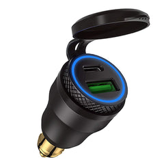 iMESTOU aluminum DIN plug 30W, ready for fast road charging on motorcycles
