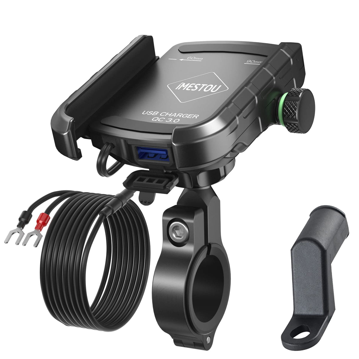 iMESTOU motorcycle phone mount with USB charger for quick access on rides