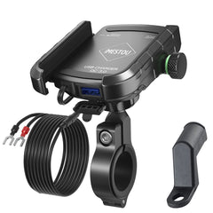 iMESTOU motorcycle phone mount with USB charger for quick access on rides