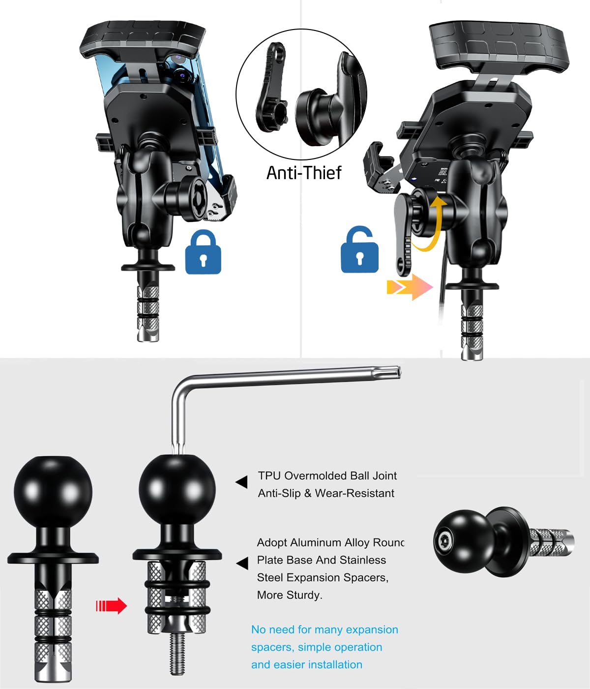 imestou RAM 1-inch ball enables flexible viewing angles.