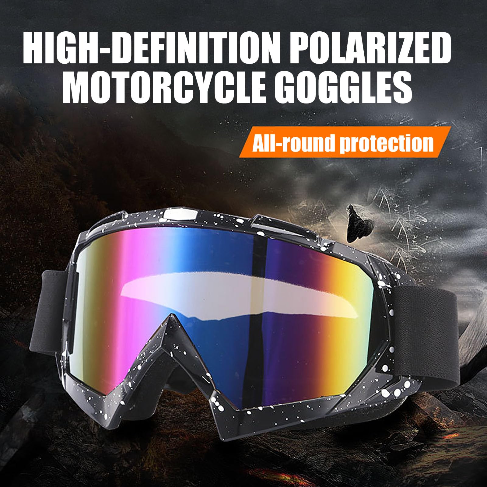 Immoono dirt bike goggles marble black side view for secure fit