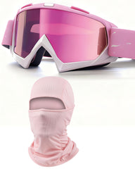 immoono motorcycle goggles with gradient pink frame for clear all-weather vision