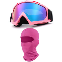 Immoono pink motorcycle goggles with pink frame and blue lenses for off-road clarity.