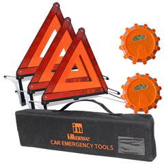 iMonse warning triangle kit with reflective triangles for high road visibility.